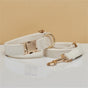 S Beige Luxury Velvet Pet Collar & Leash Set - Engravable Dog Collar with Gold Hardware V888-ELOSUNG38338