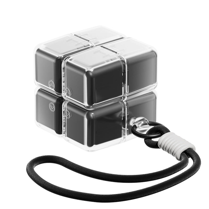 Black 8-Grid Magic Cube Pill Box with Lanyard - Portable Weekly Sealed Tablet Organizer & Dispenser V888-ELOSUNG38344