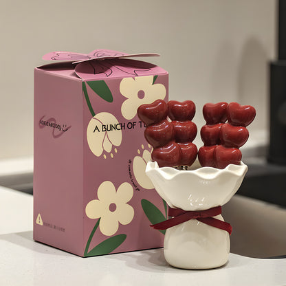 White Cute Dessert & Fruit Forks with Ceramic Storage Jar - High-Value Creative Tableware Set V888-ELOSUNG38352