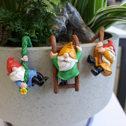 Resin Dwarf Garden Ornaments - Pastoral Succulent Planter & Hanging Pot Decorations V888-ELOSUNG38355
