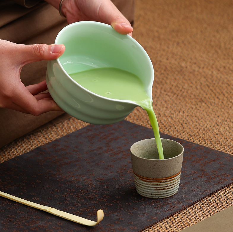 5-Piece Ceramic Matcha Tool Set - Spouted Bowl, Whisk, Holder, Sifter & Scoop for Japanese Matcha Tea Ceremony V888-ELOSUNG38360