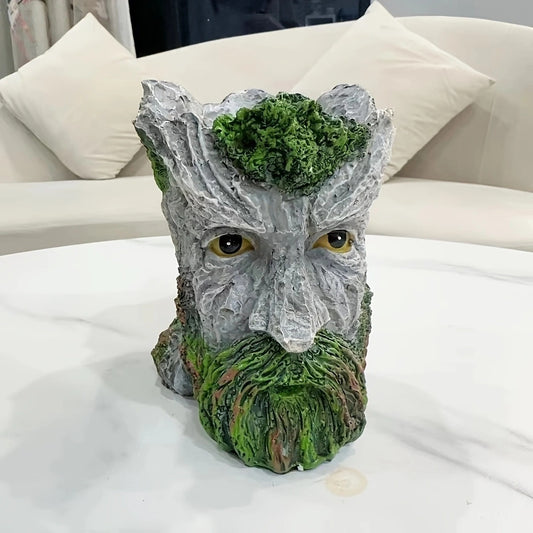 Bearded Old Man Resin Tree Stump Old Man Head Planter - Home & Garden Decor, Outdoor Pot Ornament V888-ELOSUNG38361