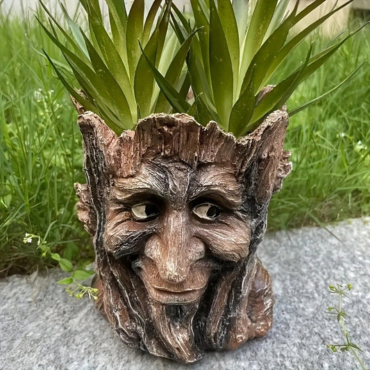 Resin Tree Stump Old Man Head Planter - Home & Garden Decor, Outdoor Pot Ornament V888-ELOSUNG38362
