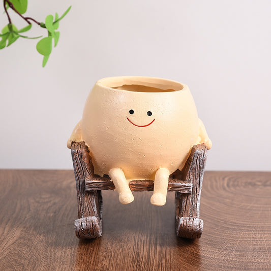 Cute Swing Planter - Hanging Succulent Pot, Craft Ornament for Outdoor Garden & Courtyard Plants V888-ELOSUNG38366