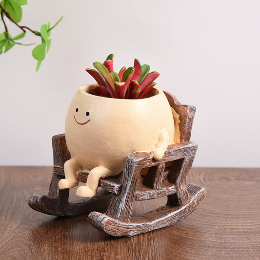 Cute Swing Planter - Hanging Succulent Pot, Craft Ornament for Outdoor Garden & Courtyard Plants V888-ELOSUNG38366