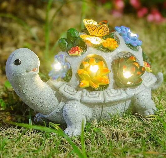 Solar Powered Succulent Turtle Figurine - Garden & Courtyard Ambient Light, Resin Craft Sculpture V888-ELOSUNG38368