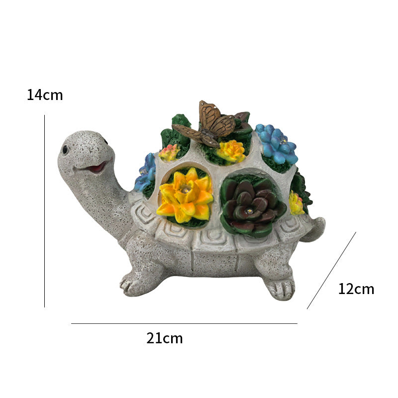 Solar Powered Succulent Turtle Figurine - Garden & Courtyard Ambient Light, Resin Craft Sculpture V888-ELOSUNG38368