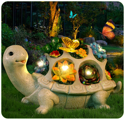 Solar Powered Succulent Turtle Figurine - Garden & Courtyard Ambient Light, Resin Craft Sculpture V888-ELOSUNG38368