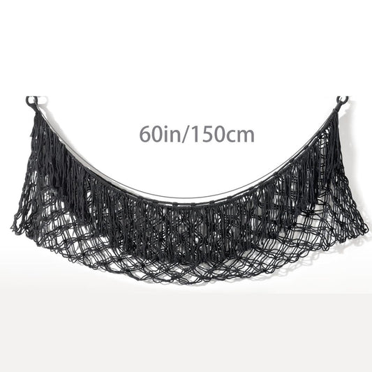 Black Hand-Woven Cotton Rope Plush Toy Hammock - Wall Organizer with Tassels, Decorative Toy Net (150 x 40cm) V888-ELOSUNG38371