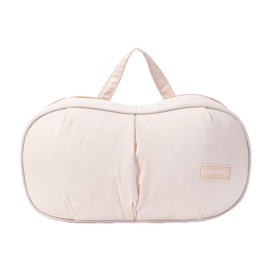 Beige Portable Underwear Travel Organizer Bag - Bra & Lingerie Storage, Anti-Deformation Case for Business V888-ELOSUNG38375