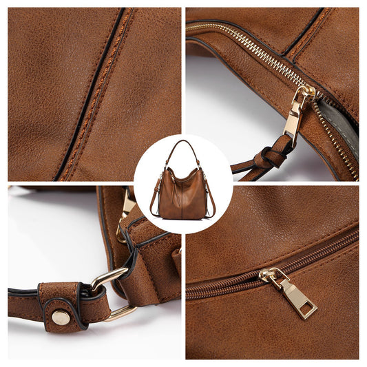 Black Foreign Trade Fashion Large Capacity Handbag - European & American Casual Crossbody Bag, Solid Color V888-ELOSUNG38379