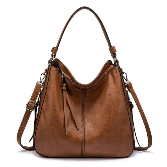 Brown Fashion Large Capacity Handbag - European & American Casual Crossbody Bag, Solid Color Zipper Women's V888-ELOSUNG38380
