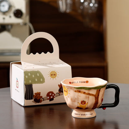 370ML Creative Artistic Ceramic Mug - Unique Water Cup with Hand-Painted Design V888-ELOSUNG38388