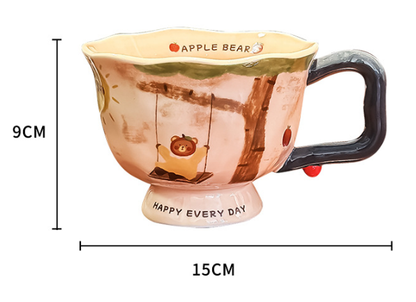 370ML Creative Artistic Ceramic Mug - Unique Water Cup with Hand-Painted Design V888-ELOSUNG38388