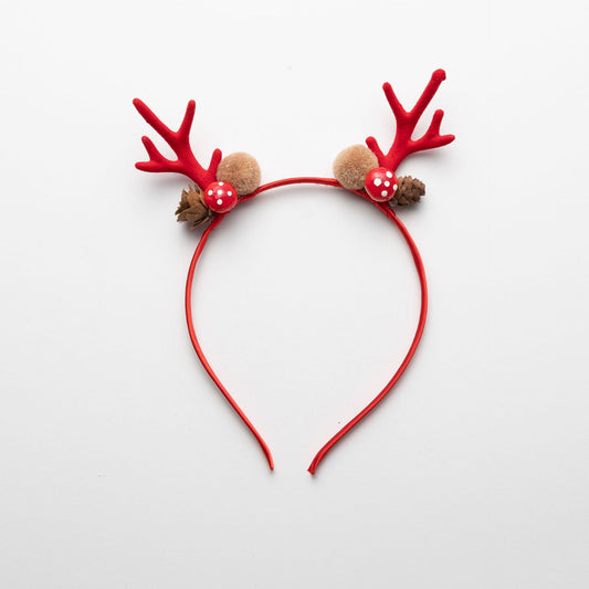 Mushroom Pinecone Enchanting 5-Piece Christmas Antler Headband Set - Festive Brown Reindeer Hair Accessories V888-ELOSUNG38392