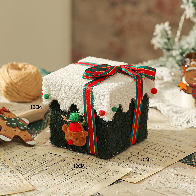 White Green Premium 2-Piece Christmas Apple Gift Box Set - High-End Thick Flannel Festive Candy & Present V888-ELOSUNG38395