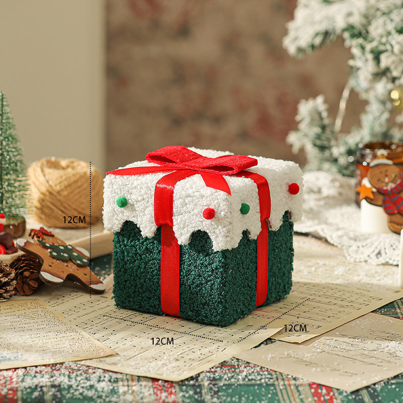 Green White Butterfly Knot Style Premium 2-Piece Christmas Apple Gift Box Set - High-End Thick Flannel V888-ELOSUNG38397