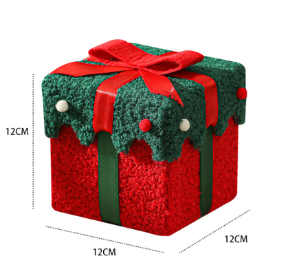 Green White Butterfly Knot Style Premium 2-Piece Christmas Apple Gift Box Set - High-End Thick Flannel V888-ELOSUNG38397