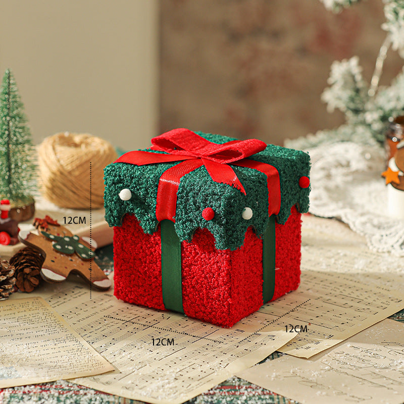 Green Red Butterfly Knot Style Premium 2-Piece Christmas Apple Gift Box Set - High-End Thick Flannel Festive V888-ELOSUNG38398