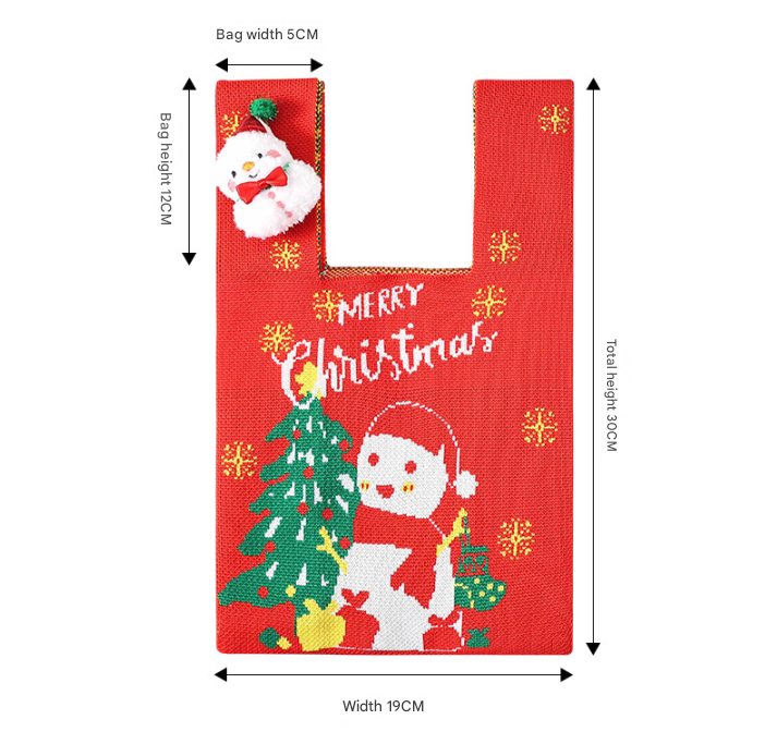 Festive 4-Piece Christmas Gift Bag Set - Adorable Knitted Holiday Treat & Present Pouches V888-ELOSUNG38401