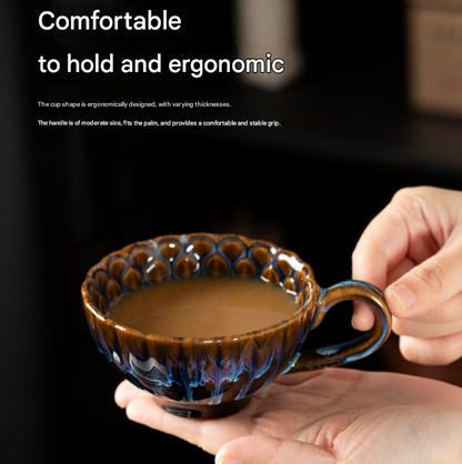 Blue-brown Creative Retro Kiln-Glazed Ceramic Cup - Exquisite Coffee & Afternoon Tea Mug, Home Milk Cup, V888-ELOSUNG38404