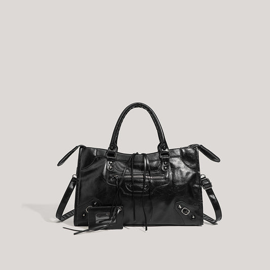 Edgy Chic Rivet Motorcycle Bag - High-Fashion Shoulder Crossbody Handbag for Women (37.5x10x23 cm) V888-ELOSUNG38417