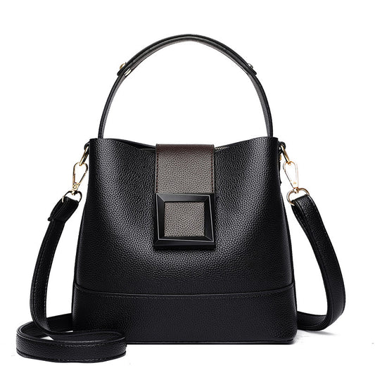 Black Versatile Bucket Bag - Stylish Trend Shoulder Handbag with Large Capacity Crossbody for Women (21x10x30 V888-ELOSUNG38418