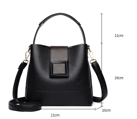 Black Versatile Bucket Bag - Stylish Trend Shoulder Handbag with Large Capacity Crossbody for Women (21x10x30 V888-ELOSUNG38418