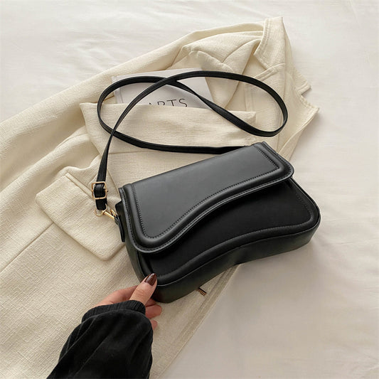 Black Minimalist Chic Shoulder Bag - Simple Crossbody Handbag for Women (24.5x6x16.5 cm, 0.3KG) V888-ELOSUNG38439