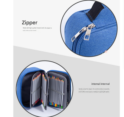 Black Large Capacity 72-Slot Pencil Case - Multi-functional Oxford Cloth Storage for Students, Artists & V888-ELOSUNG38446