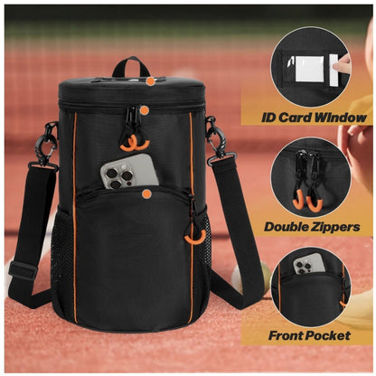 Black Versatile Tennis Baseball Lacrosse Bag with Multiple Pockets - Portable Black Design V888-ELOSUNG38448
