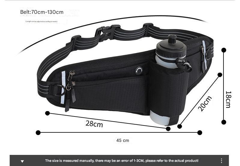 Black Adjustable Running Waist Pack with Water Bottle Holder, Reflective Design, and Multiple Storage Pockets V888-ELOSUNG38459