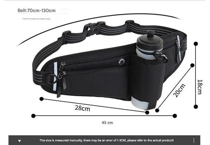 Black Adjustable Running Waist Pack with Water Bottle Holder, Reflective Design, and Multiple Storage Pockets V888-ELOSUNG38459