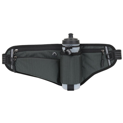 Dark Grey Adjustable Running Waist Pack with Water Bottle Holder, Reflective Design, and Multiple Storage V888-ELOSUNG38461