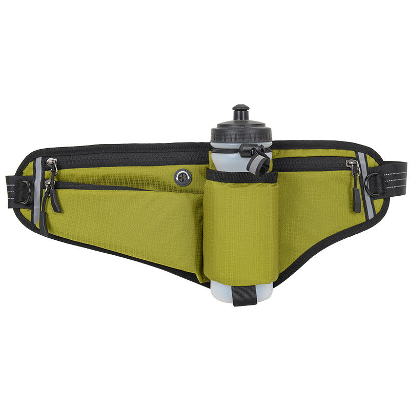 Green Adjustable Running Waist Pack with Water Bottle Holder, Reflective Design, and Multiple Storage Pockets V888-ELOSUNG38462