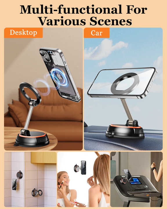 360 Degree Rotating Magnetic Phone Holder - Strong Suction and Stable Design V888-ELOSUNG38467