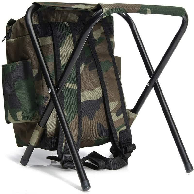 Camouflage Foldable Backpack with Built-in Chair - Multi-Functional Outdoor Camping Stool Bag V888-ELOSUNG38468