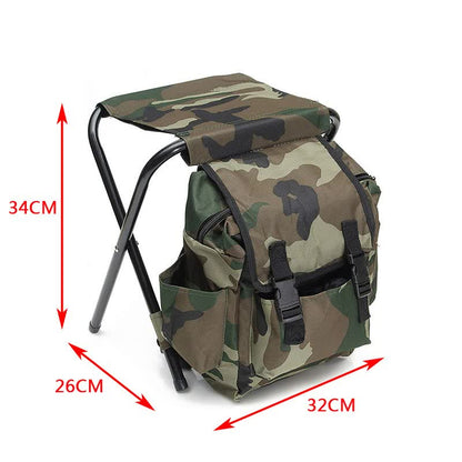 Camouflage Foldable Backpack with Built-in Chair - Multi-Functional Outdoor Camping Stool Bag V888-ELOSUNG38468
