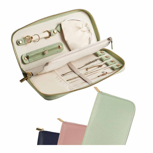 Green Portable Travel Jewelry Organizer - Anti-Tangle Storage for Necklaces, Earrings, Rings & Bracelets V888-ELOSUNG38474