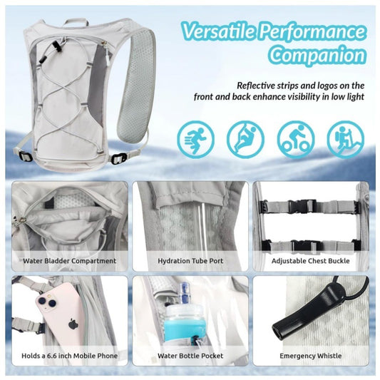 Black Lightweight Hydration Backpack with 1.5L Water Bladder Compact Cycling Running Pack for Hiking and V888-ELOSUNG38490