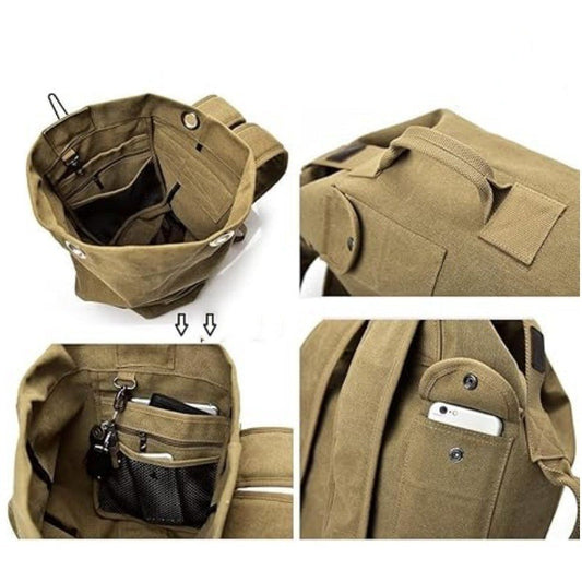 Black Vintage Canvas Backpack Large Capacity Rucksack for Travel and Hiking Rugged Retro Daypack for Men and V888-ELOSUNG38497