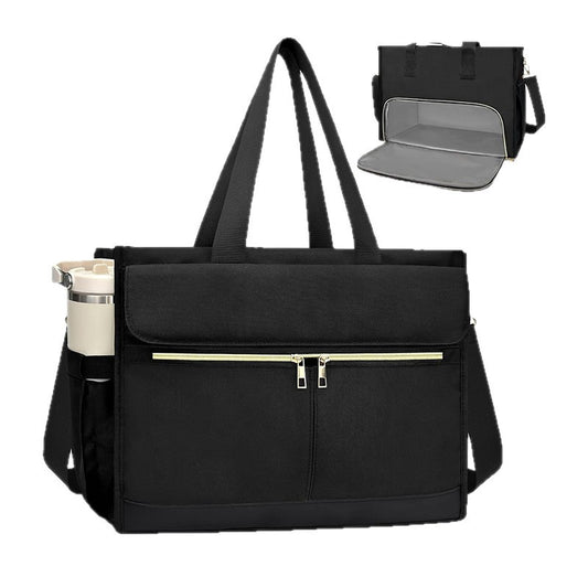 Black Large Capacity Insulated Lunch Tote Bag with Shoulder Strap Leakproof Cooler Handbag Multi-Pocket Work V888-ELOSUNG38500