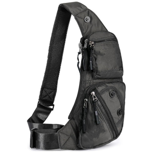 Black Tactical Style Sling Bag Crossbody Chest Pack Lightweight Daypack for Travel Hiking and Cycling Fits V888-ELOSUNG38502