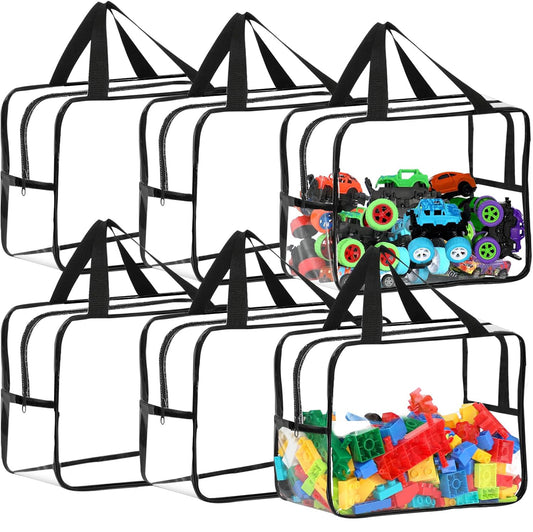 6 Pack Clear PVC Toy Storage Bags Waterproof Zippered Organizer for Puzzles and Blocks Multi Purpose Travel V888-ELOSUNG38511