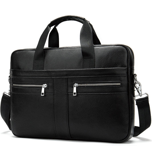 Black Men's Vintage Genuine Leather Briefcase 14 Inch Laptop Messenger Bag Business Shoulder Satchel with V888-ELOSUNG38512