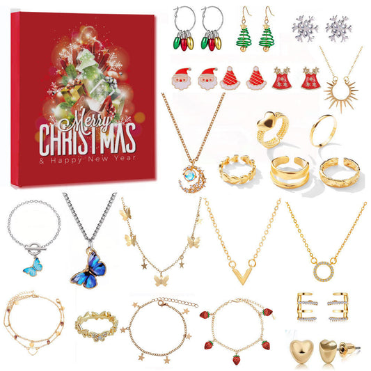 Santa Claus Edition Christmas Jewellery Advent Calendar 24 Day Countdown Blind Box Set Includes Earrings V888-ELOSUNG38514