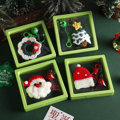 Handmade Christmas Crochet Keychain Knitted Yarn Keyring with Floating Display Case Festive Bag Charm Ideal V888-ELOSUNG38517