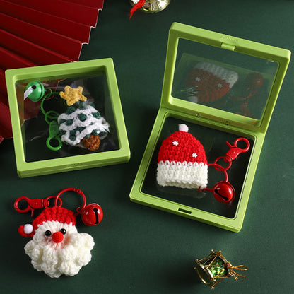 Handmade Christmas Crochet Keychain Knitted Yarn Keyring with Floating Display Case Festive Bag Charm Ideal V888-ELOSUNG38517