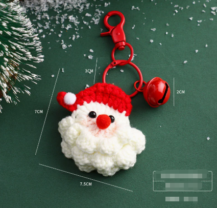 Handmade Christmas Crochet Keychain Knitted Yarn Keyring with Floating Display Case Festive Bag Charm Ideal V888-ELOSUNG38517