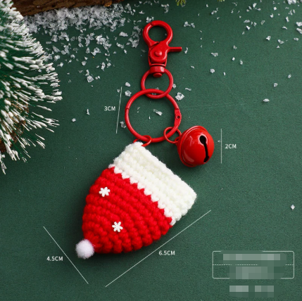 Handmade Christmas Crochet Keychain Knitted Yarn Keyring with Floating Display Case Festive Bag Charm Ideal V888-ELOSUNG38517